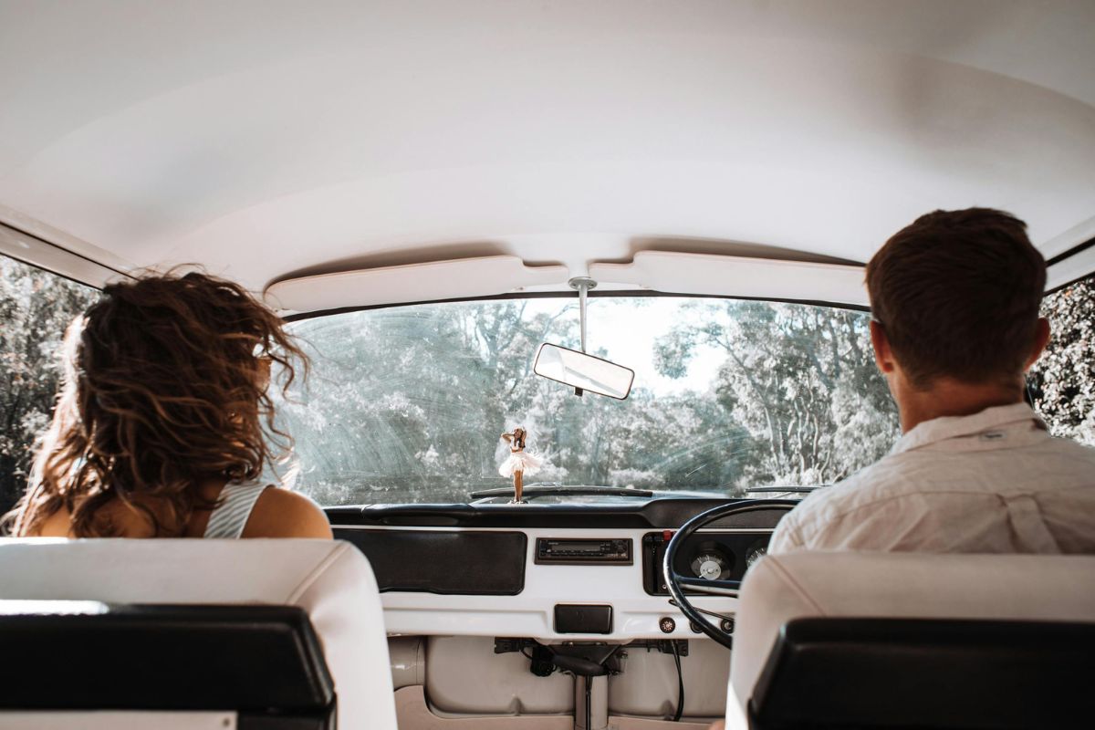 Hand on thigh while driving